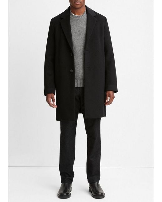 Vince Black Classic Italian Wool-Blend Coat for men