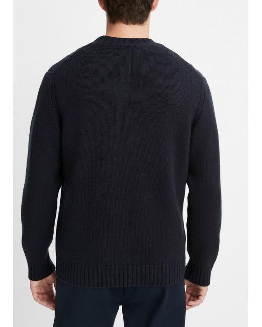 Vince Black Wool-cashmere Relaxed Crew Neck Sweater, Blue, Size L for men
