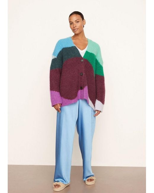 Vince Purple Intarsia Wave Cardigan