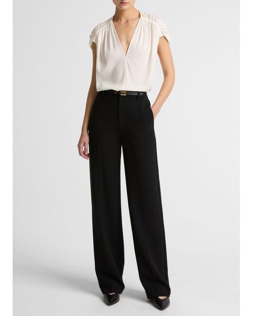 Vince White Elsa High-Rise Crepe Straight-Leg Trouser