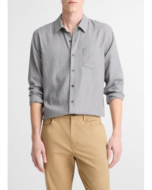 Vince Gray Genesse Plaid Cotton-Blend Button-Front Shirt for men