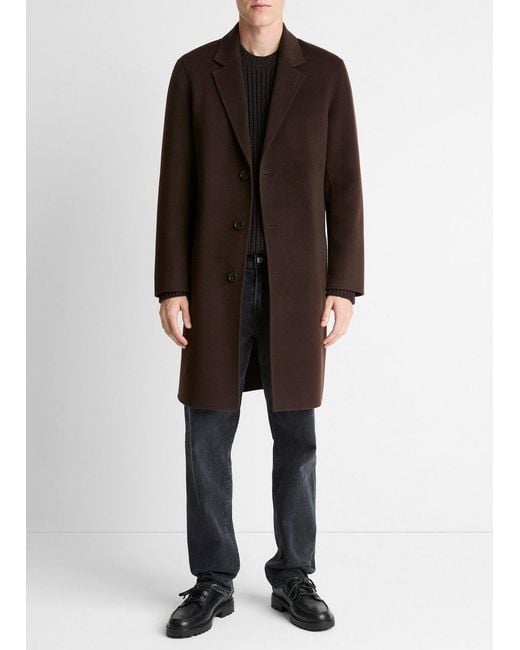 Vince Black Splittable Wool-Cashmere Single-Breasted Topcoat for men