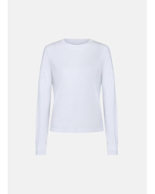 Vince White Cotton Drop-Shoulder Pullover