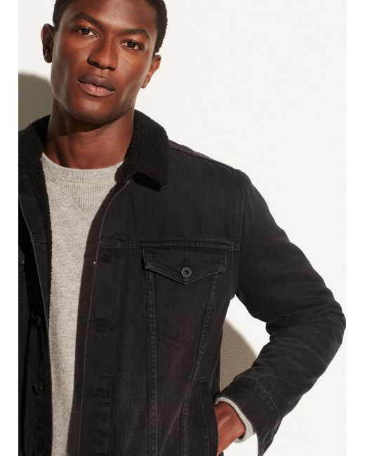 Vince Denim Sherpa Trucker in Black for 