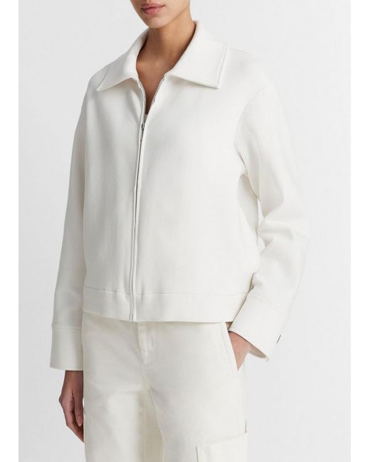 Vince Zip-up Collared Jacket, Off White, Size S