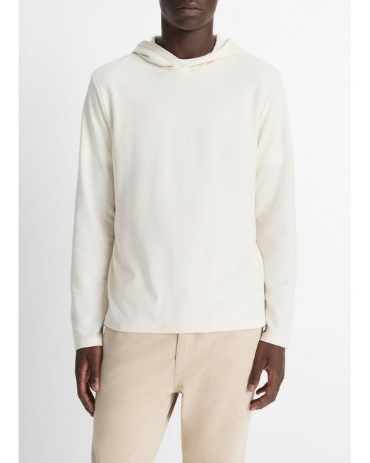 Vince White Pima Cotton Piqué Hoodie for men