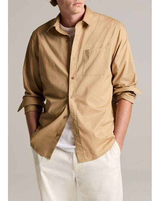 Vince Natural Cotton Poplin Button-Front Shirt for men