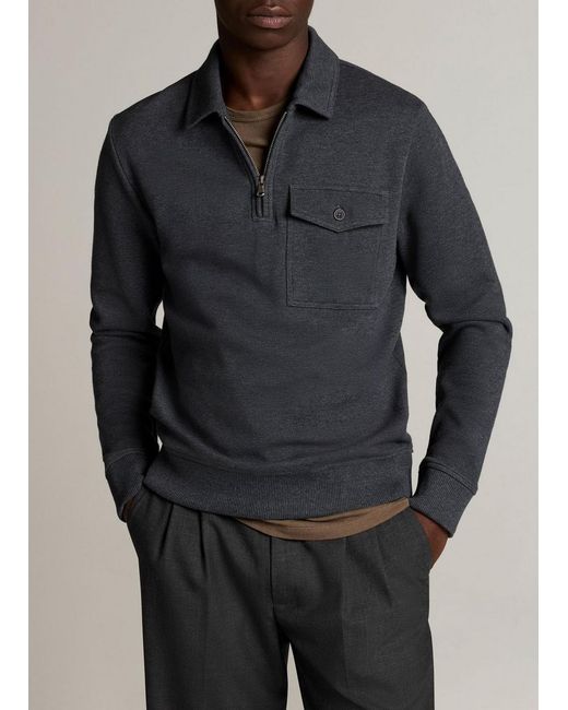 Vince Gray Double-Knit Piqué Zip Polo Pullover for men