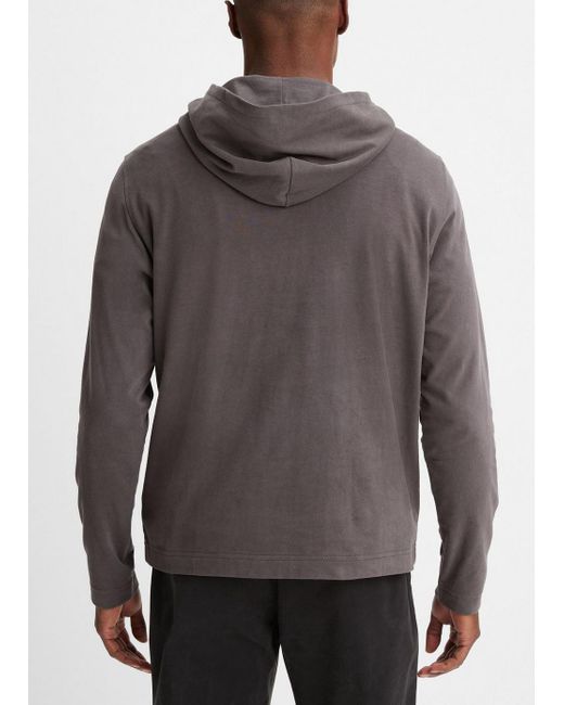 Vince Gray Sueded Jersey Hoodie, Grey, Size M for men