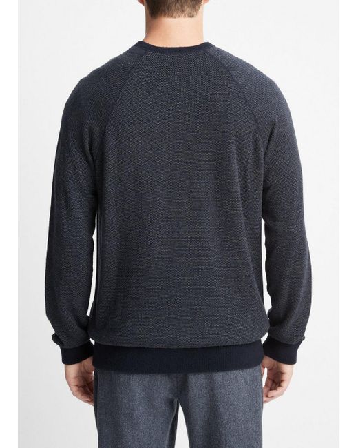 Vince Black Birdseye Raglan Sweater, Coastal/medium Heather Grey, Size Xxl for men
