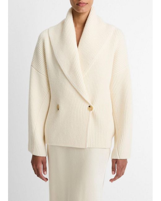 Vince Natural Wool-Blend Draped Sweater Coat