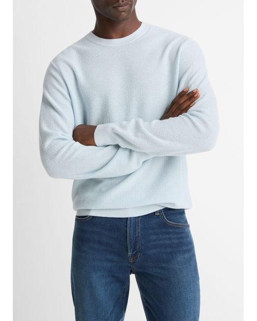Vince Blue Geo-Jacquard Wool-Blend Crew Neck Sweater for men