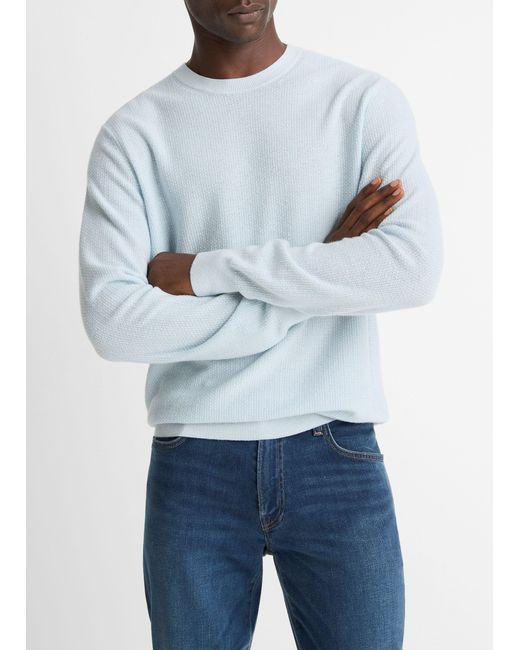 Vince Blue Geo-Jacquard Wool-Blend Crew Neck Sweater for men