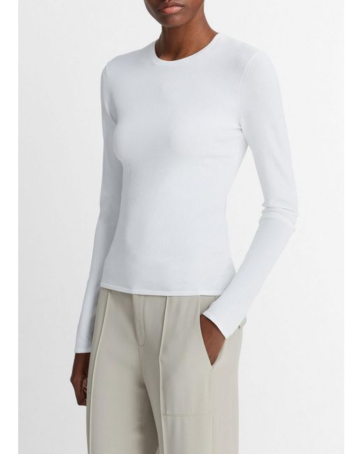 Vince Clean-fit Crew Neck Top, Optic White, Size Xs