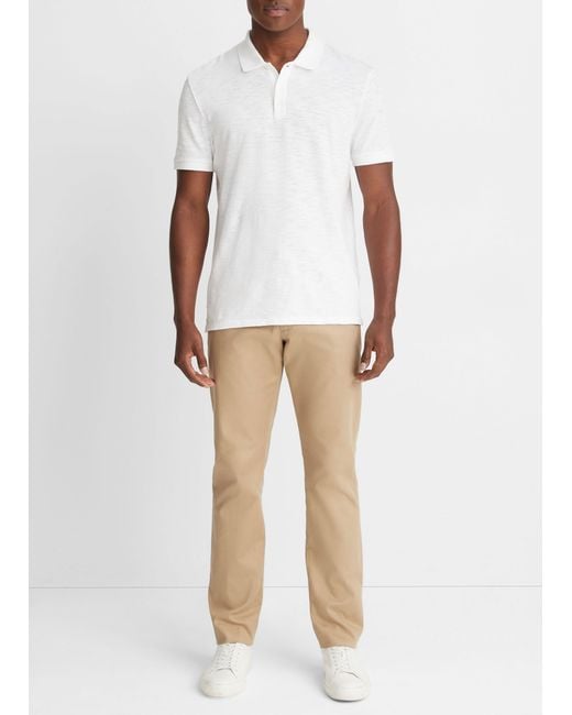 Vince White Classic Slub Polo Shirt for men