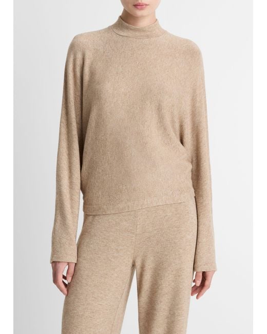 Vince Natural Cozy Dolman-Sleeve Mock-Neck Top