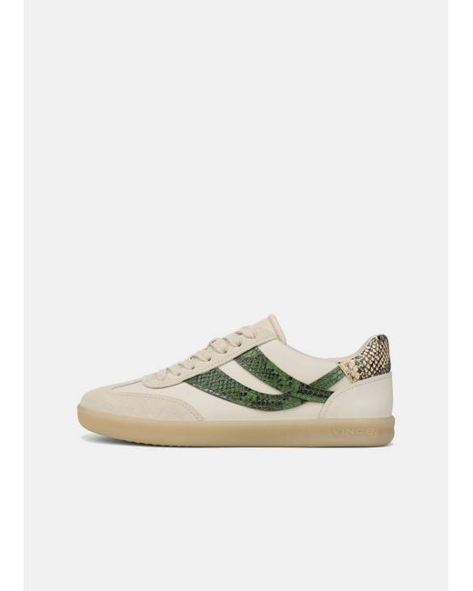 Vince Natural Oasis Snake-Embossed Leather & Suede Sneaker