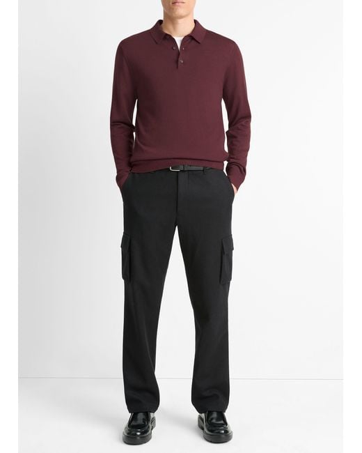 Vince Red Wool Polo Sweater for men