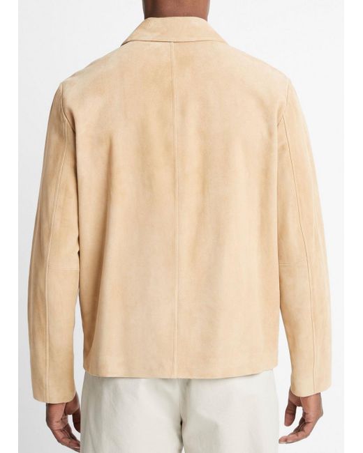 Vince White Suede Zip-up Jacket, California Khaki, Size Xxl for men