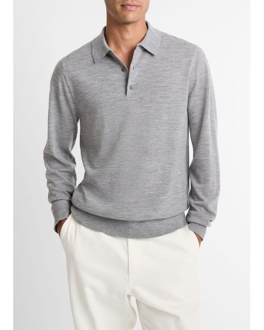 Vince Gray Wool Polo Sweater for men