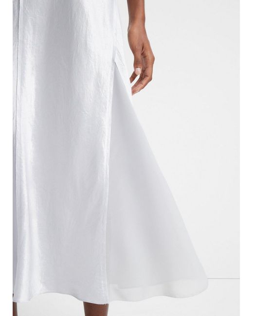 Vince White Sheer-paneled Slip Skirt, Grey, Size 2