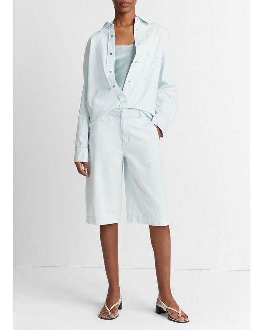 Vince White Cotton Twill Long Short, Celestine, Size 27