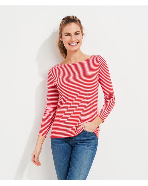 Vineyard Vines Cotton Long-sleeve Striped Knit Top in Red - Save 8% - Lyst