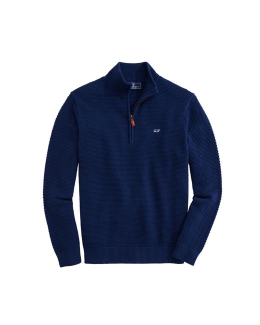 Vineyard Vines Cotton Waffle 1/4-zip Sweater in Blue for Men - Lyst