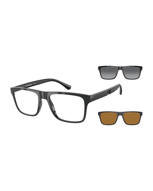 Emporio Armani Black Ea4115 50171W Sunglasses Plastic Clear Squared Clip-On for men
