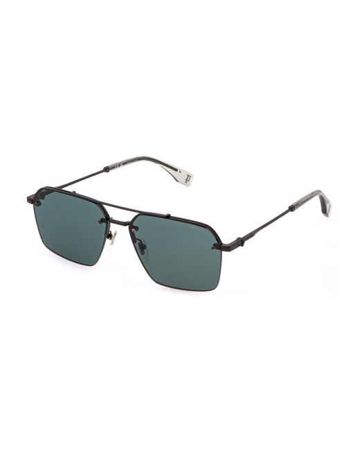 Police Black Splq90 Force 9 672 Sunglasses Metal Squared Anti-Glare for men