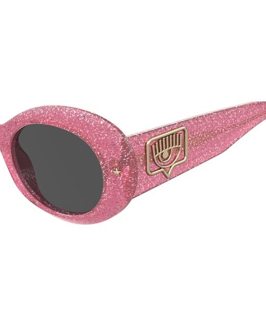 Chiara Ferragni Black Cf 7004/S Qr0/Ir Outlet Sunglasses Plastic Round