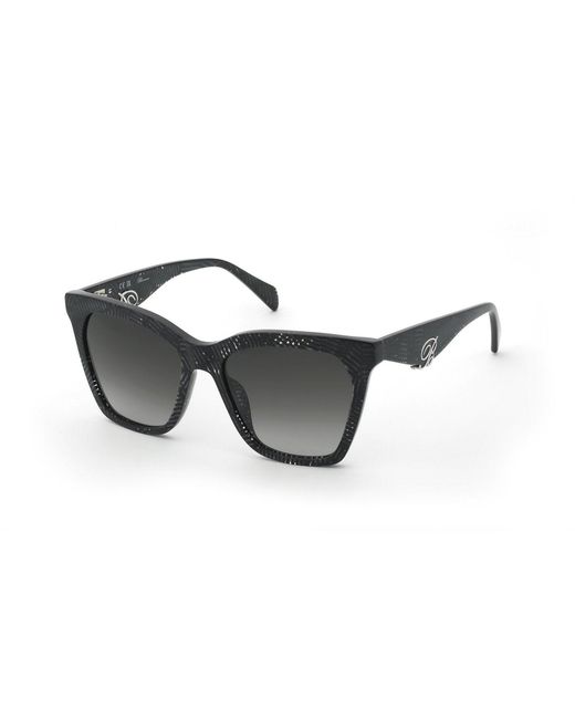Blumarine Black Sbm901V 0Gl1 Sunglasses Acetate Smoke Geometric Normal Nuanced