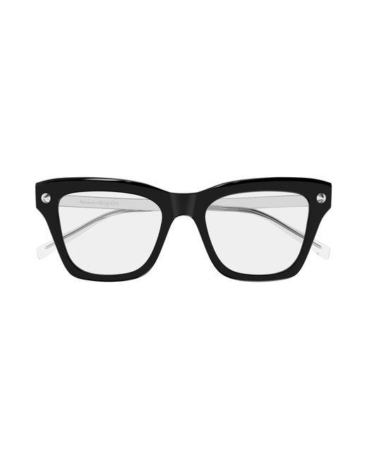 McQueen Black Am0484O 001 Optical Frames Acetate Transparent Squared