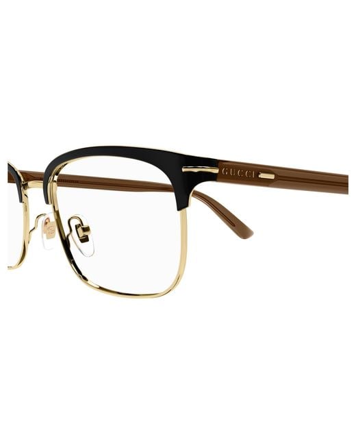 Gucci Black Gg1448O 002 Optical Frames Metal Transparent Squared for men