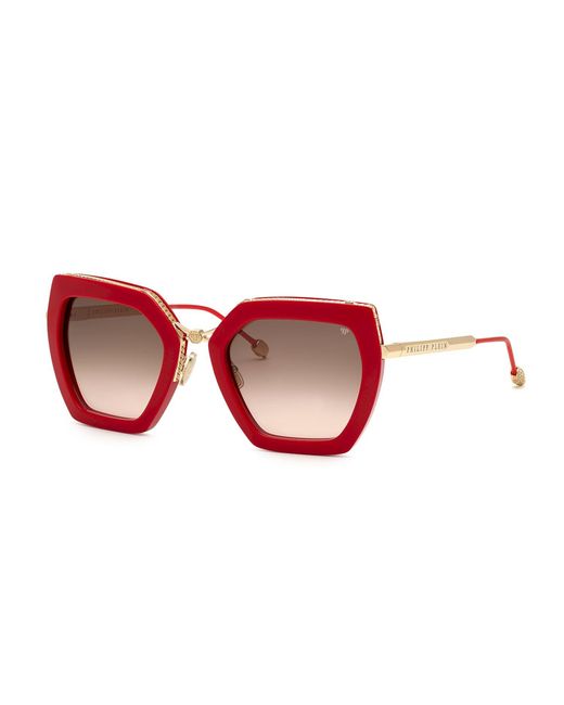 Philipp Plein Spp097S Plein Queen 06Y6 Sunglasses Metal Squared Normal Shaded