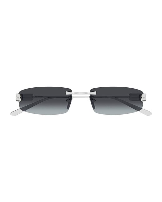 Balenciaga Black Bb0488S 006 Sunglasses Metal Smoke Squared for men