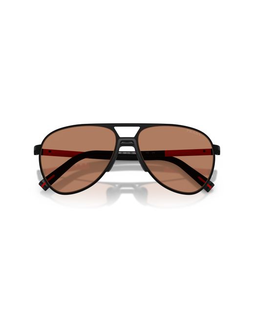 Prada Linea Rossa Black Ps 53Zs Dg020D Sunglasses Metal Pilot Normal for men