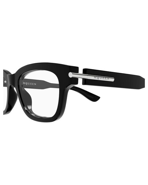 McQueen Black Am0497O 005 Optical Frames Acetate Transparent Squared