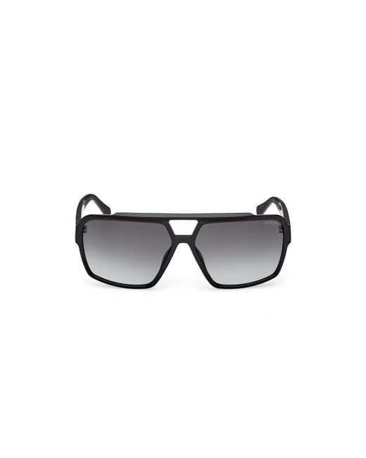 Guess Black Gu00223 01B Sunglasses Injected Smoke Squared Normal for men
