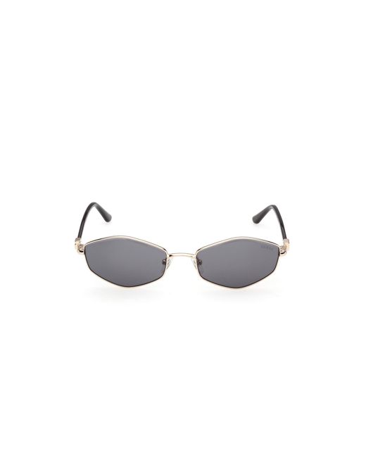 Guess Black Gu00289 32A Sunglasses Metal Smoke Geometric Normal