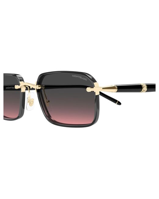 Montblanc Black Mb0483S 003 Sunglasses Metal Squared for men