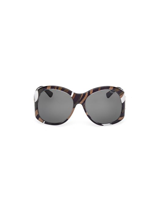 Emilio Pucci Black Ep0233 99B Sunglasses Acetate Smoke Geometric Normal