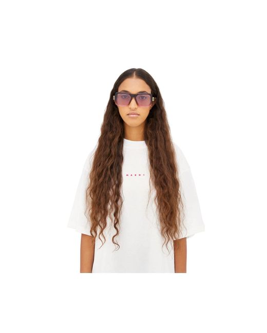 Marni Black Lcs Zamalek Faded Burgundy Sunglasses Acetate Squared Normal