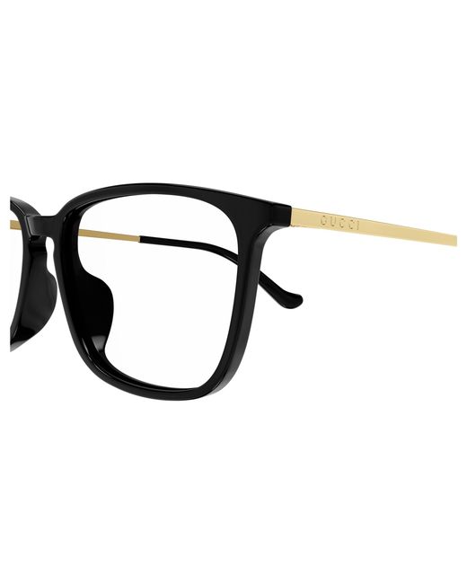 Gucci Black Gg1609Oa 002 Optical Frames Acetate Transparent Squared for men