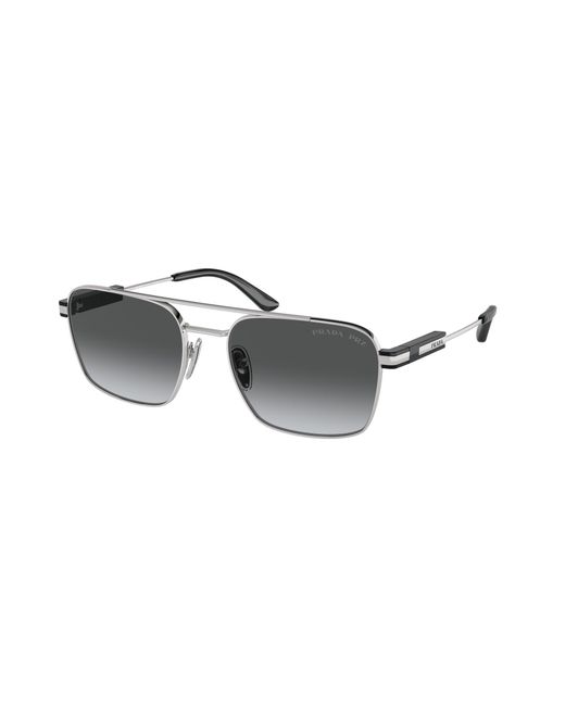 Prada Black Pr 67Zs 1Bc5W1 Sunglasses Metal Pillow Polarized Shaded