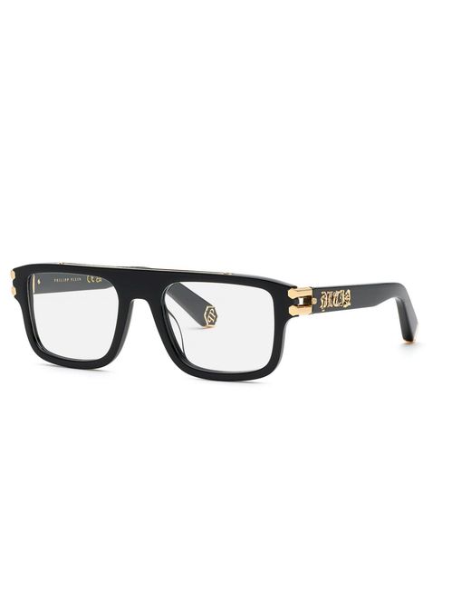 Philipp Plein Black Vpp021V Plein Pleasure 700 Optical Frames Acetate Squared for men