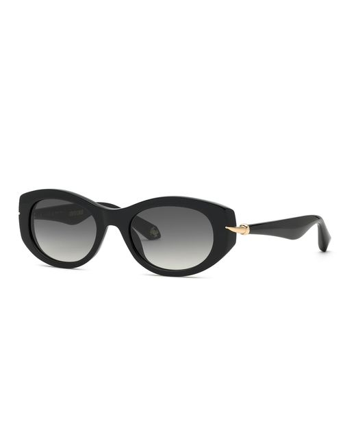 Roberto Cavalli Black Src173M 700 Sunglasses Acetate Smoke Geometric Normal Nuanced