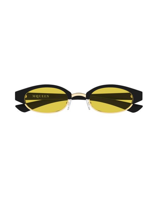 McQueen Black Am0534S 003 Sunglasses Acetate Round