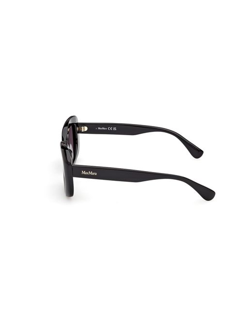Max Mara Black Mm0170 Elizabeth 1 01A Sunglasses Acetate Smoke Round Normal