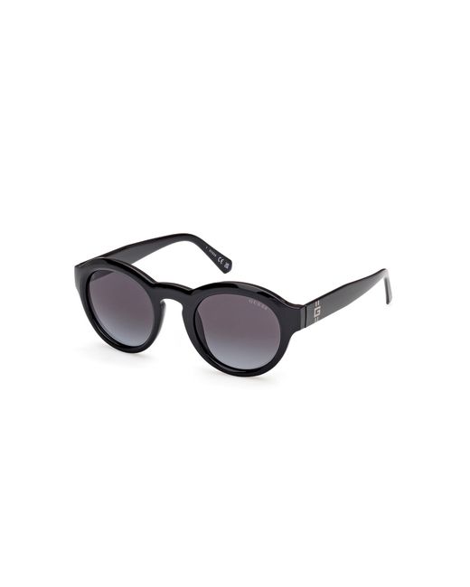 Guess Black Gu00205 01B Sunglasses Injected Smoke Round Normal for men